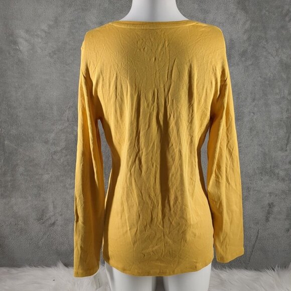 NWT CHARTER CLUB Women Top L(12-14) 100% Pima Cotton Yellow Pullover - Picture 7 of 10